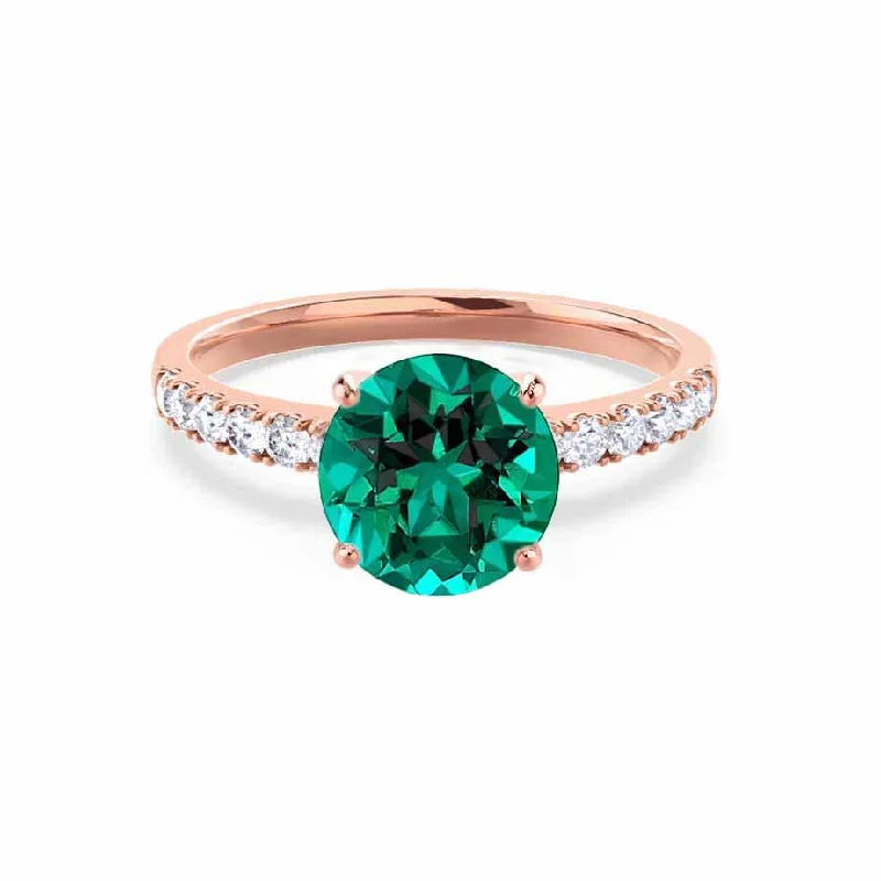 GISELLE - Chatham® Emerald & Diamond 18k Rose Gold Ring