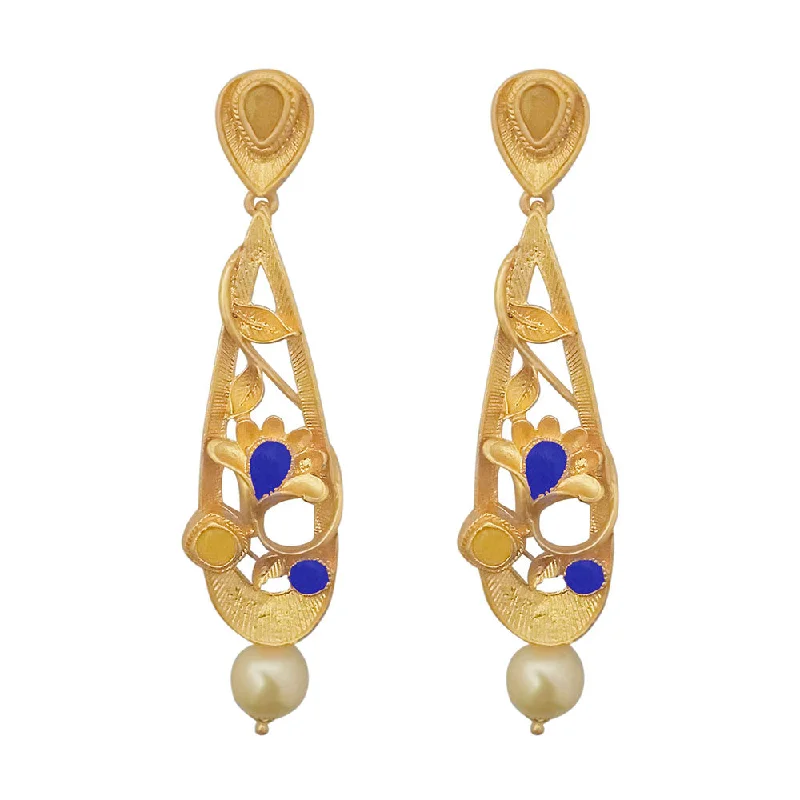 custom hoop earrings for women-Amina Creation Gold Plated Dangler Earrings