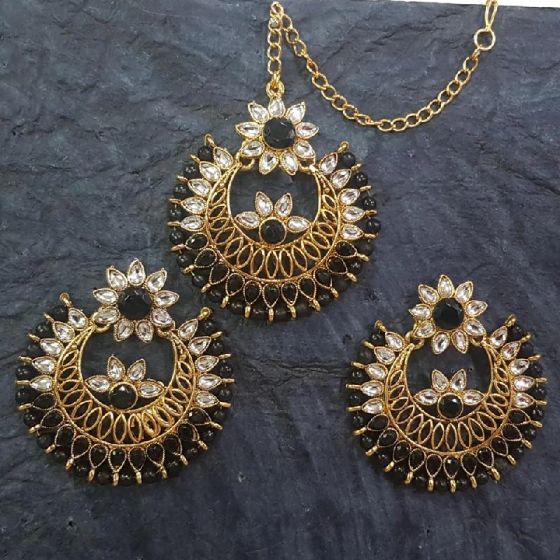 romantic earrings for women-Shreeji Gold Plated Earrings With Mangtikka