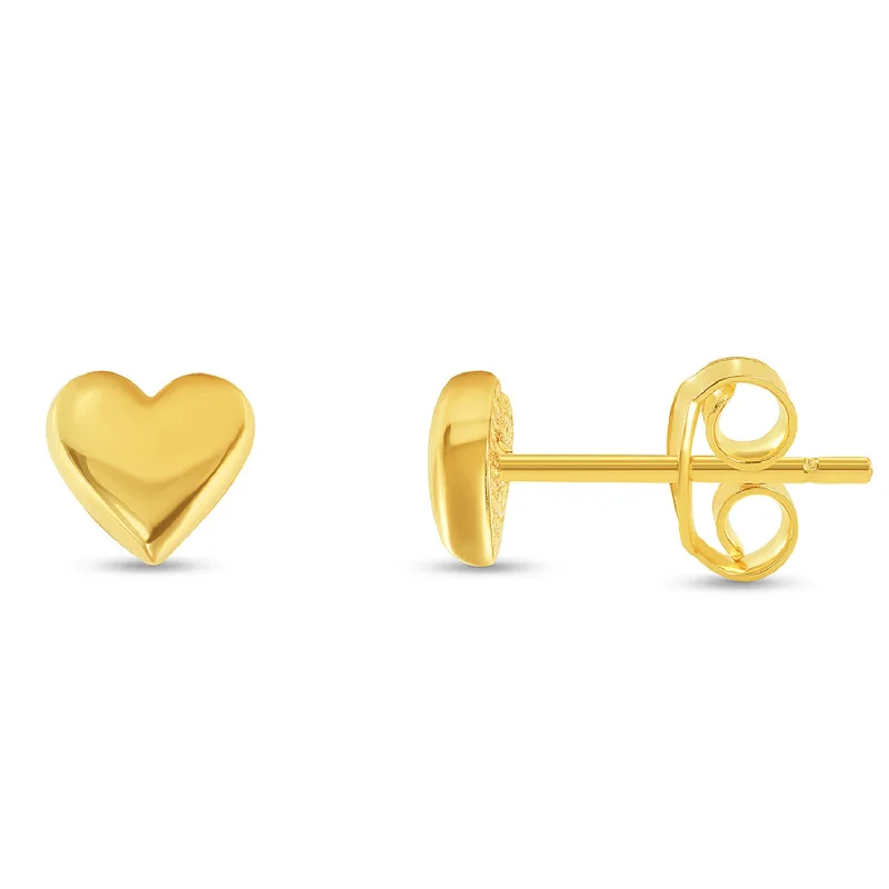 trendy stud earrings for women-14k Solid Yellow Gold Mini Heart Stud Earrings with Push Back