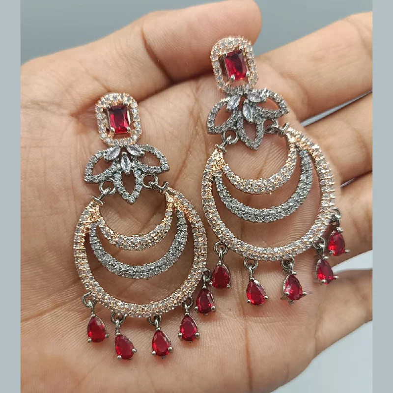 unique hoop earrings for women-Pooja Bangles 2Tone Plated AD Stone Dangler Earrings