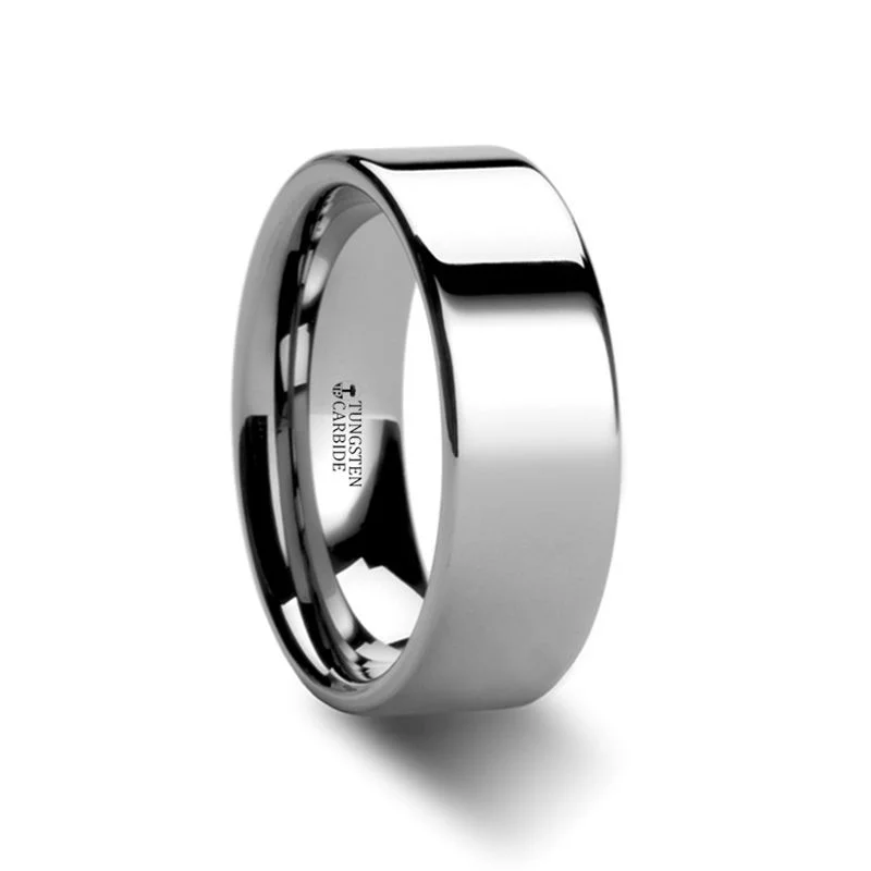 top engagement rings for women-STOCKTON | White Tungsten Ring Flat