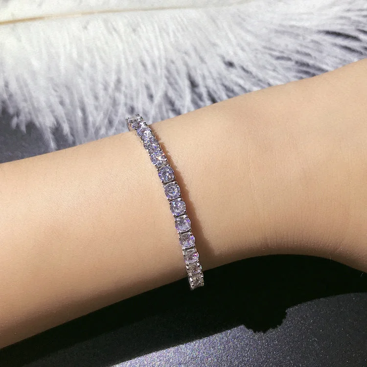 statement bracelets for women-Shinning Classic 4mm Tennis Bracelet In Sterling Silver