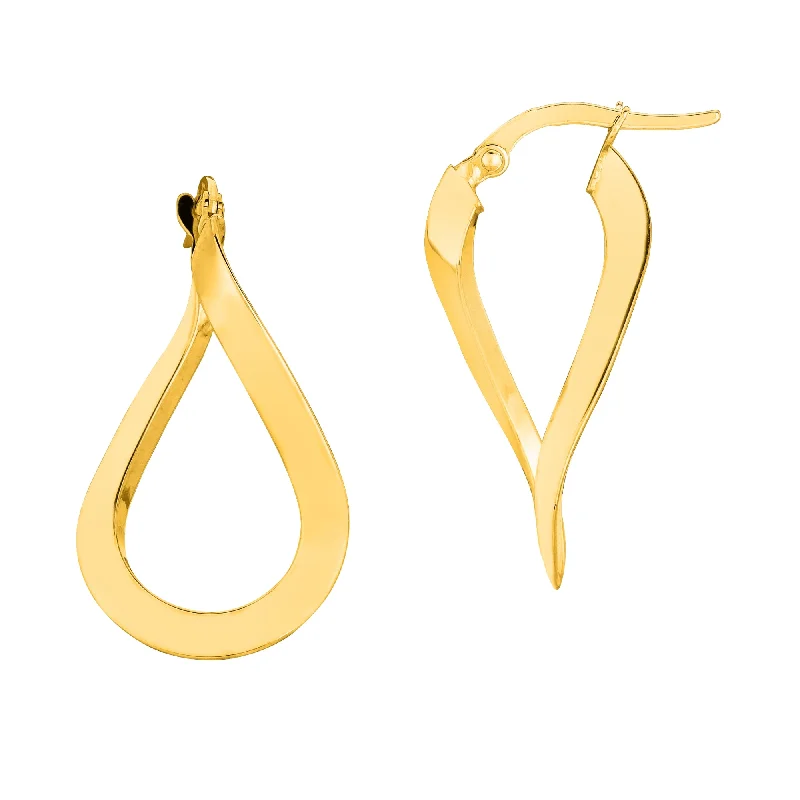 chandelier earrings for women-14K Gold 3MM Shiny Wavy Hoop Earrings