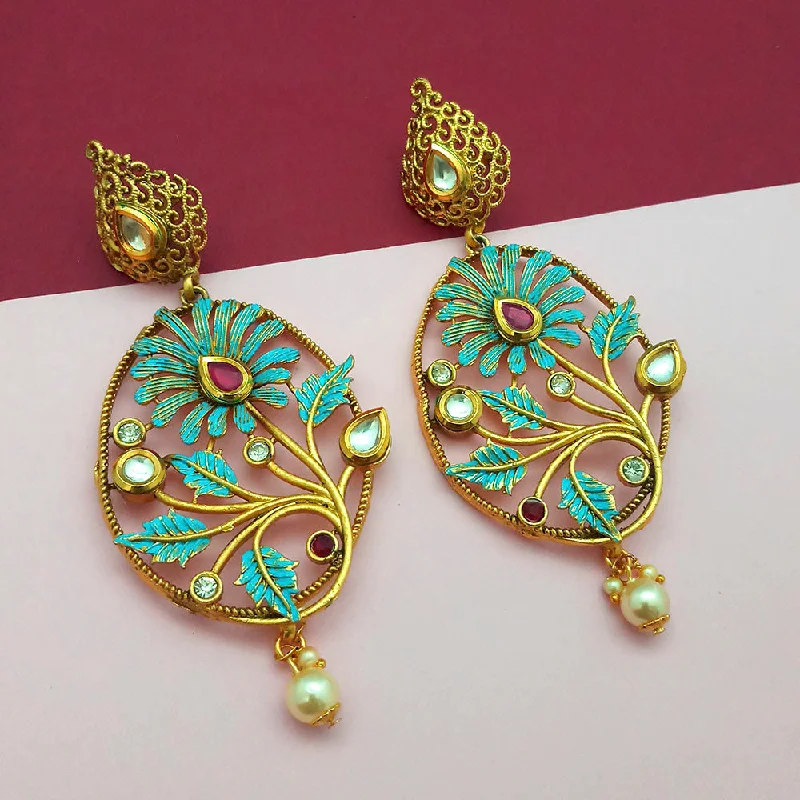 crystal earrings for women-Amina Creation Gold Plated Dangler Earrings