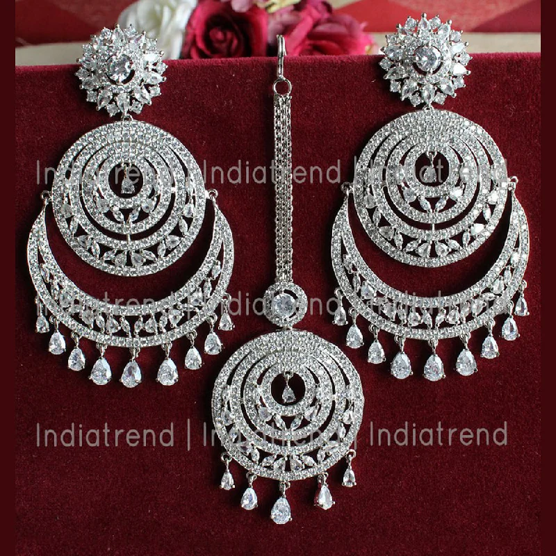 diamond drop earrings for women-Manisha Jewellery Silver Plated Dangler Earrings with Maangtikka