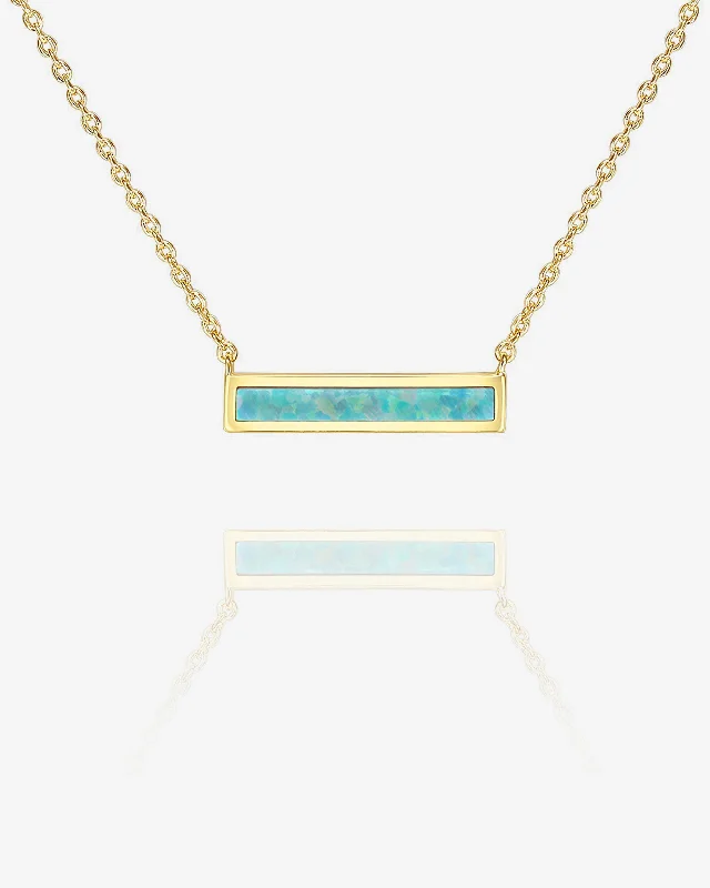 cute pendant necklaces for women-Opal Bar Necklace