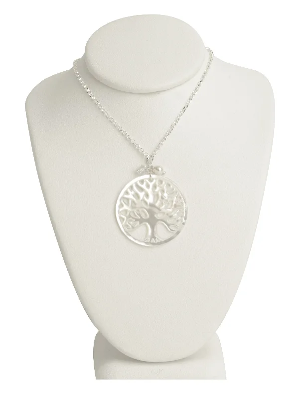 vintage-inspired necklaces for women-Tree of Life Pearl Necklace