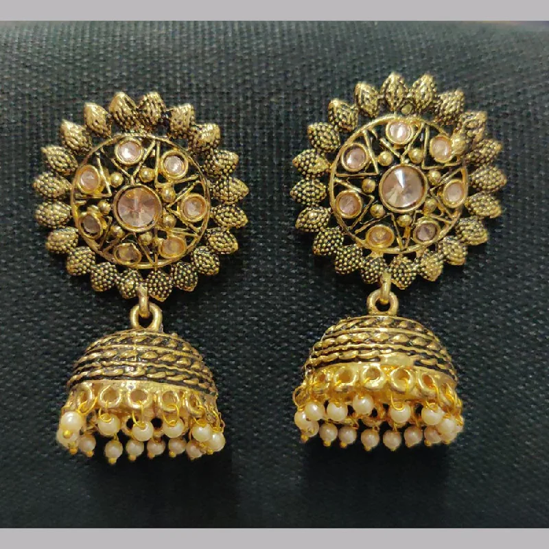 dangling pearl earrings for women-Shreeji Gold Plated Crystal Stone Earrings