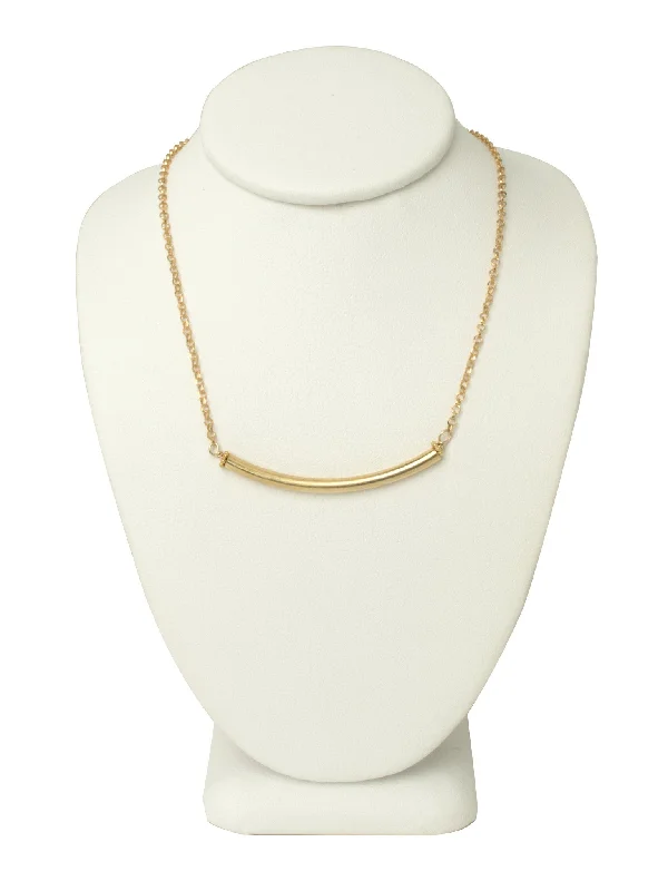 lucky charm necklaces for women-Thin Gold Bar Necklace