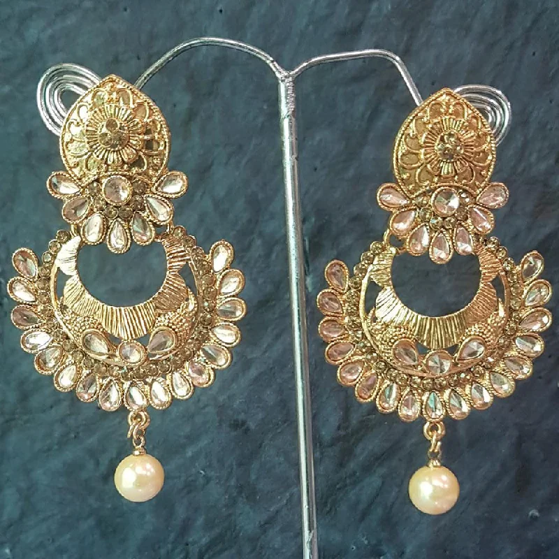 dangling pearl earrings for women-Shreeji Gold Plated Crystal Stone Dangler Earrings