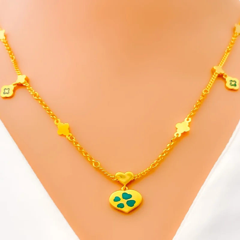 delicate necklaces for women-Dangling Alluring 21k Gold Necklace