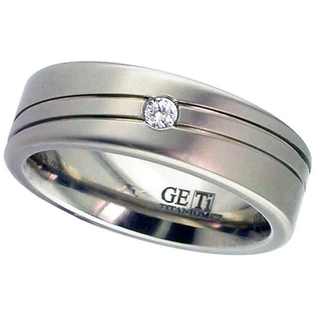 engagement rings with diamonds for women-Titanium and Diamond Ring - 2235-2.5mm