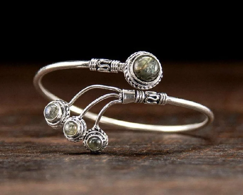 silver bangles for women-Labradorite Comet Bracelet