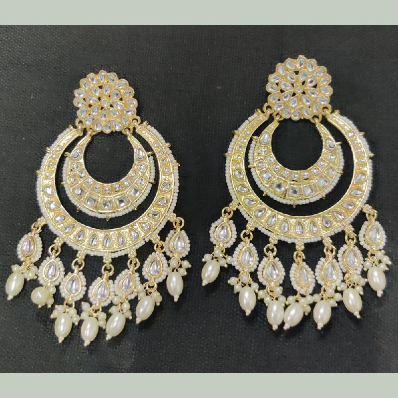 statement earrings for women-Shreeji Gold Plated Kundan Stone Dangler Earrings