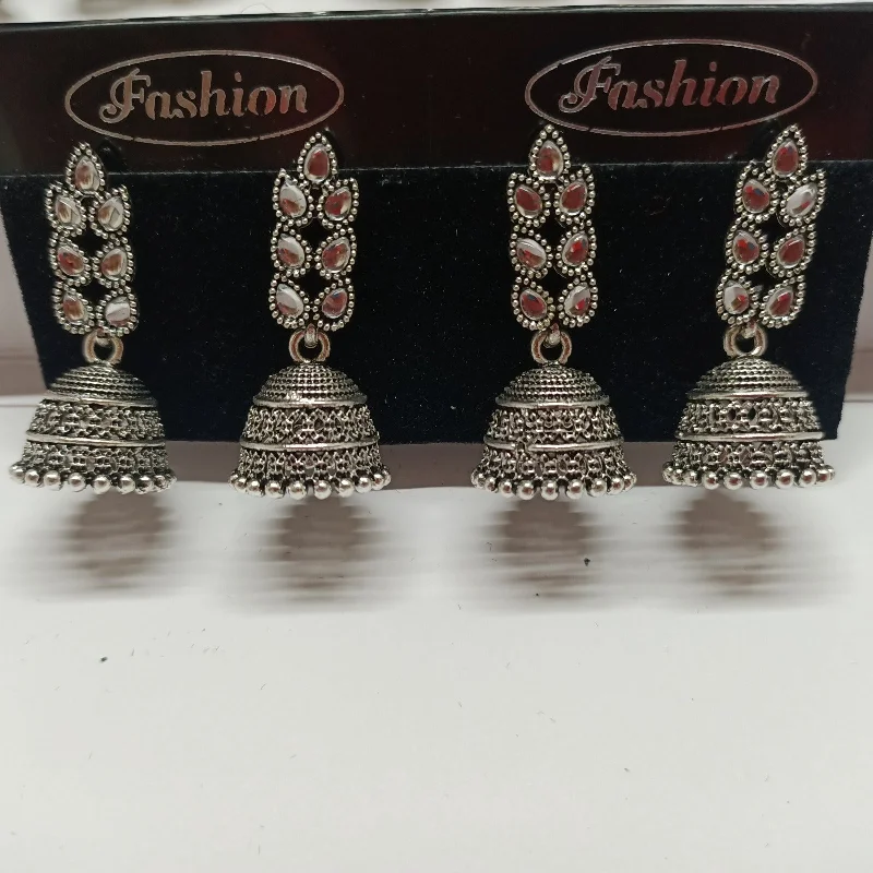 stud earrings for women-Tahura Oxidised Plated Jhumki Earrings