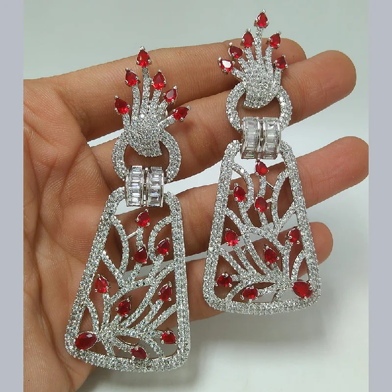 fashion earrings for women-Manisha Jewellery Silver Plated AD Dangler Earrings