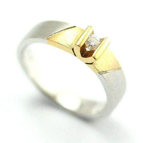 luxury engagement rings for women-18ct Yellow & White Gold 0.09ct Diamond Ring