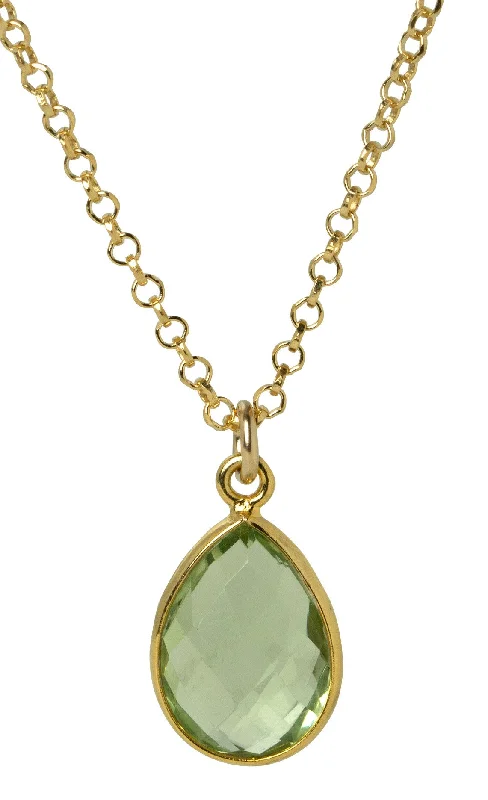 colorful necklaces for women-Peridot Green Teardrop Bezel Necklace