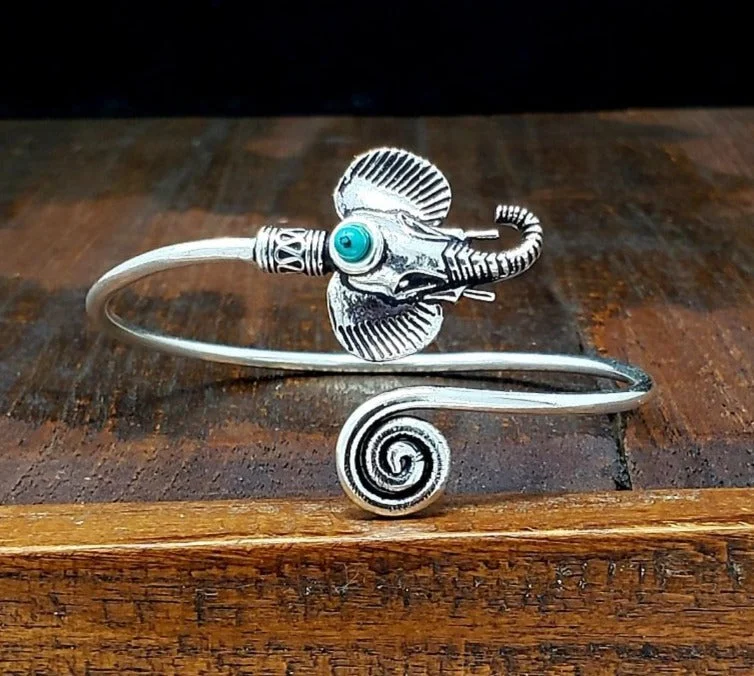 classic cuff bangles for women-Lucky Elephant Bracelet with Turquoise