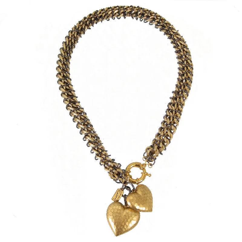 luxury necklaces for women-#104n Gold Chain Mail Rope Necklace With Hearts