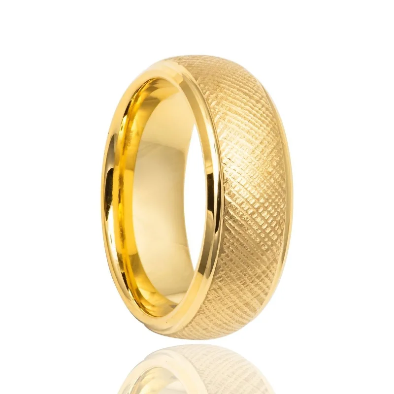 modern diamond engagement rings for women-PYXIS | Tungsten Ring Yellow Gold Domed