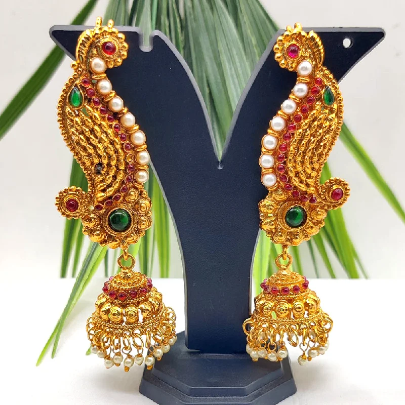 wedding earrings for women-Manisha Jewellery Gold Plated Pota Stone Jhumki Earrings