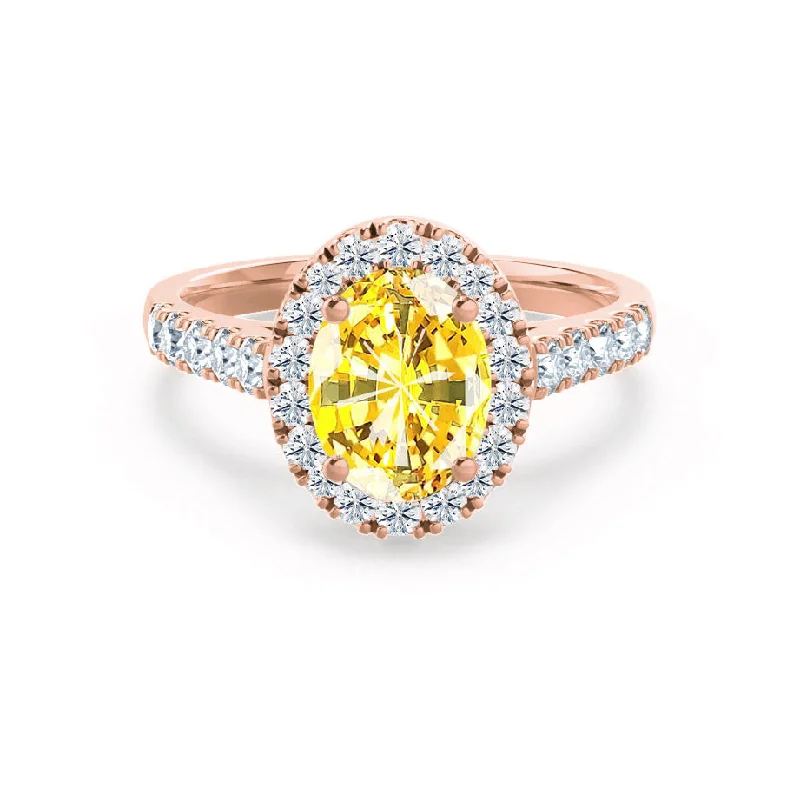 ROSA - Chatham® Yellow Sapphire & Diamond 18K Rose Gold Halo