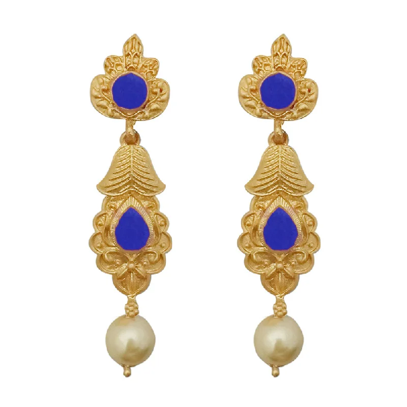 silver earrings for women-Amina Creation Gold Plated Dangler Earrings