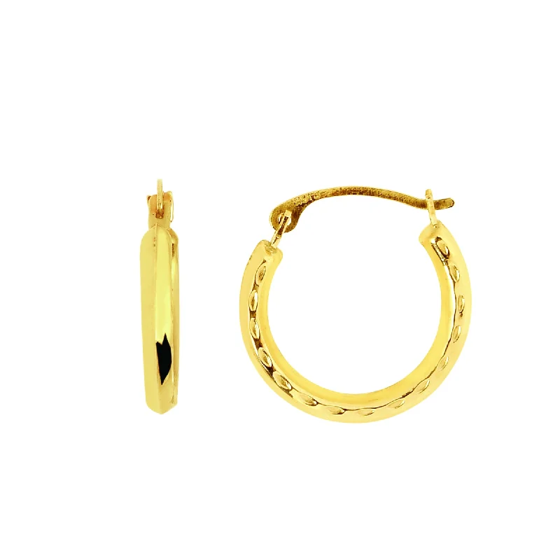 boho earrings for women-14K Yellow Gold Horseshoe Hoop Earrings, Diameter 15mm