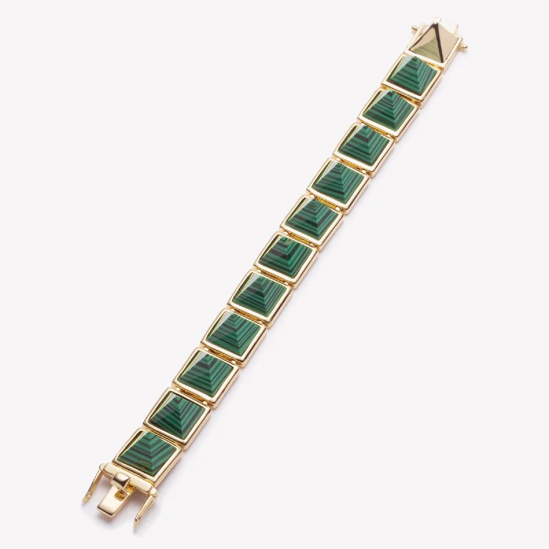 elegant bracelets for women-PYRAMID BRACELET - MALACHITE