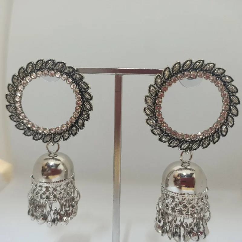 silver stud earrings for women-Tahura Oxidised Plated Jhumki Earrings