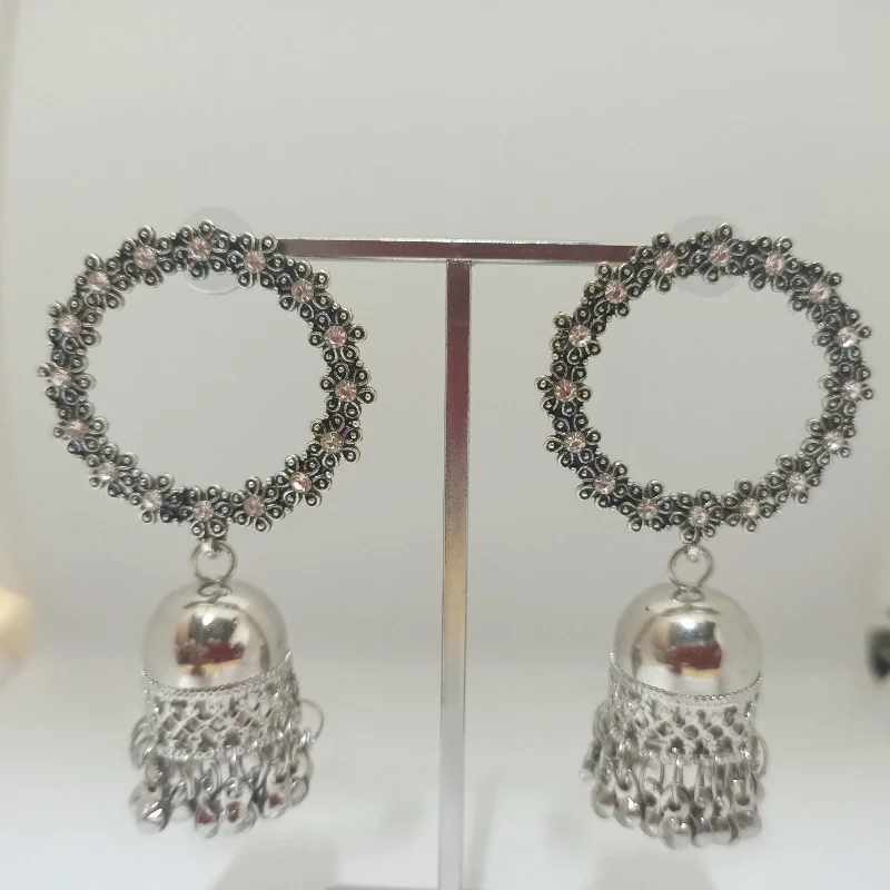 chic earrings for women-Tahura Oxidised Plated Jhumki Earrings