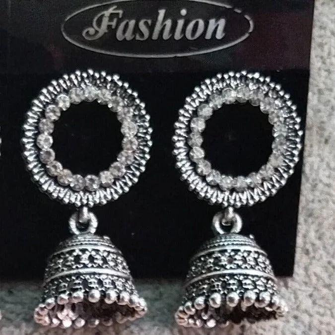 minimalist hoop earrings for women-Tahura Oxidised Plated Jhumki Earrings