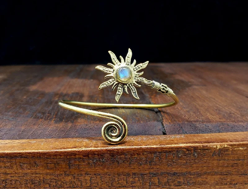 vintage bracelets for women-Moonstone Sunburst Bracelet