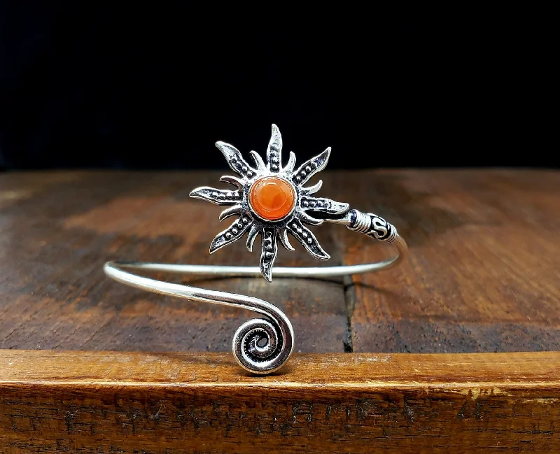 classic bangles for women-Carnelian Sunburst Bracelet