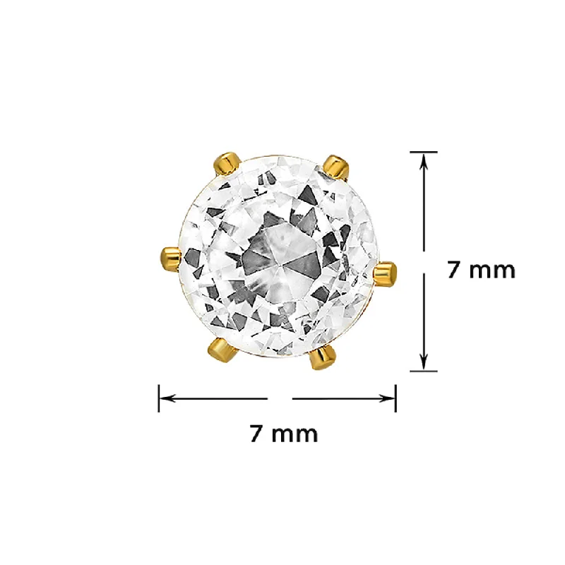 colorful earrings for women-Mahi Gold Plated Sparkling Single Crystal Round Single Stud Mens Earring (BB1101005G)