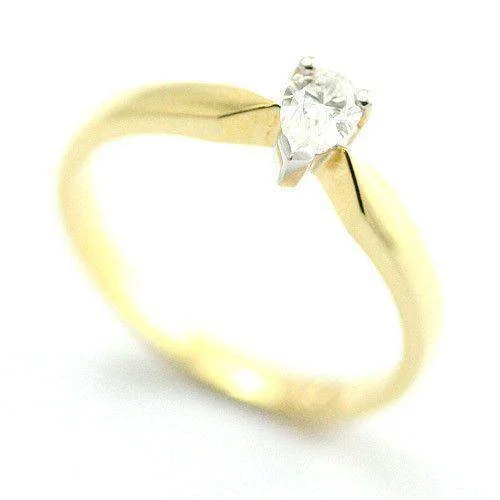 solitaire engagement rings for women-18ct Yellow Gold Certificated Pear Shape Diamond Engagement Ring - 0.25ct-3603