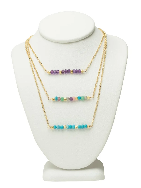 crystal necklaces for women-Gemstone Line Necklace