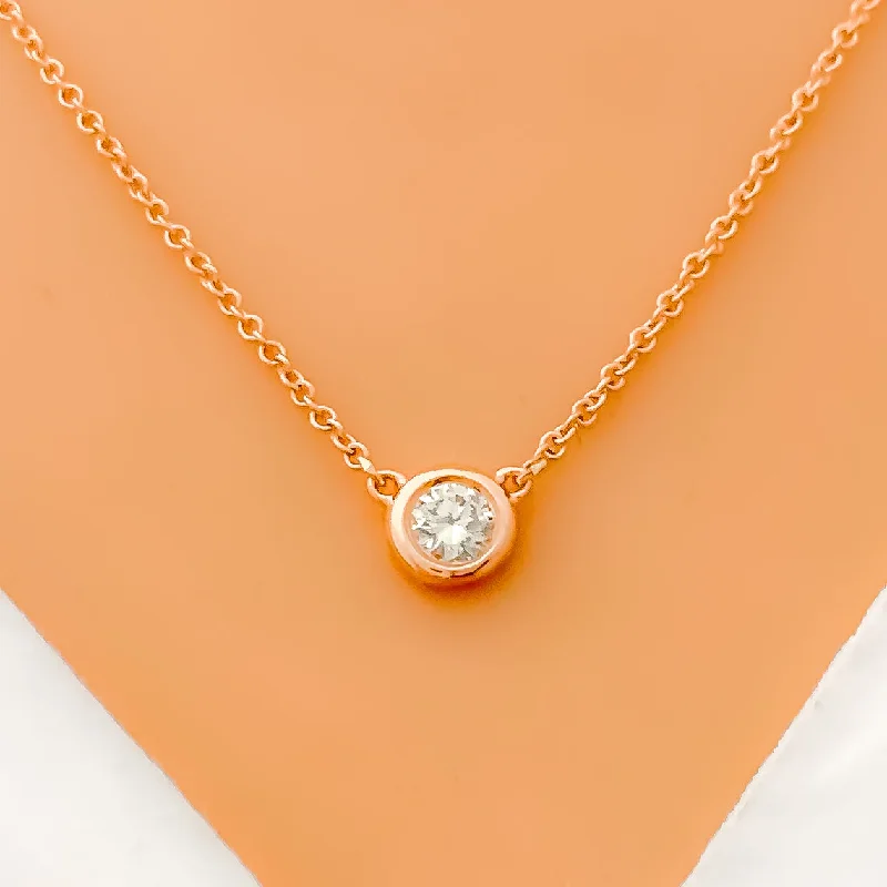 butterfly necklaces for women-Dainty Rose Gold Diamond 14k Gold Necklace