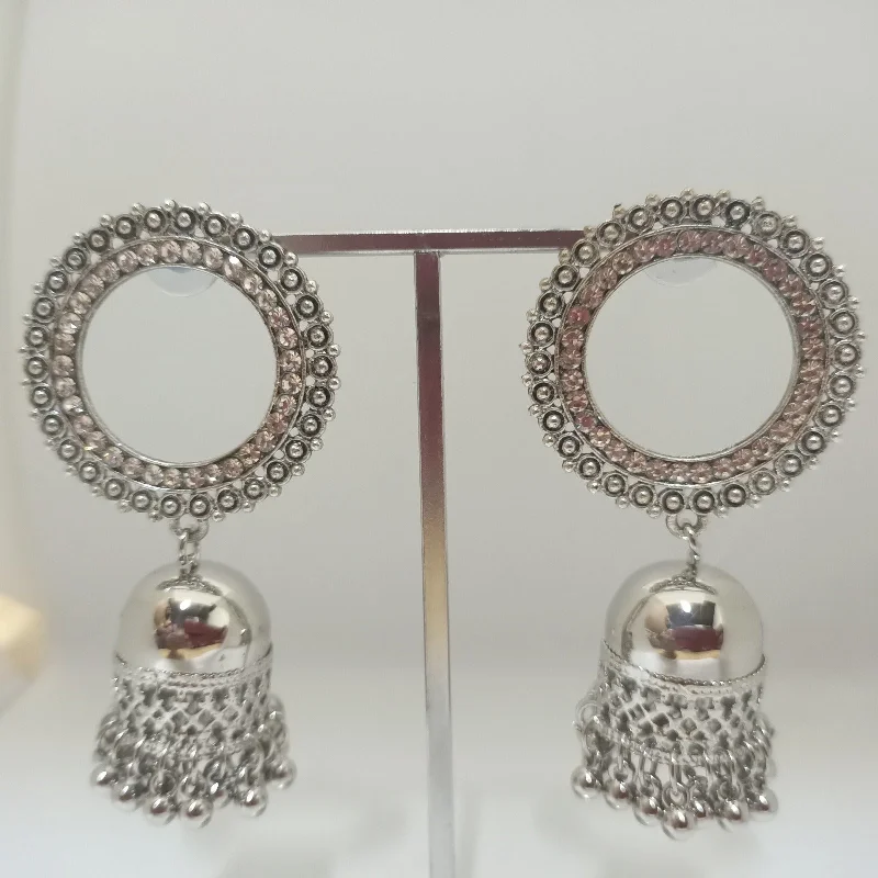 sterling silver hoop earrings for women-Tahura Oxidised Plated Jhumki Earrings