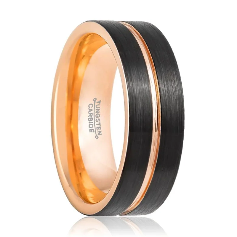 diamond engagement rings for women-TRISTON | Tungsten Ring Rose Groove Pipe Cut