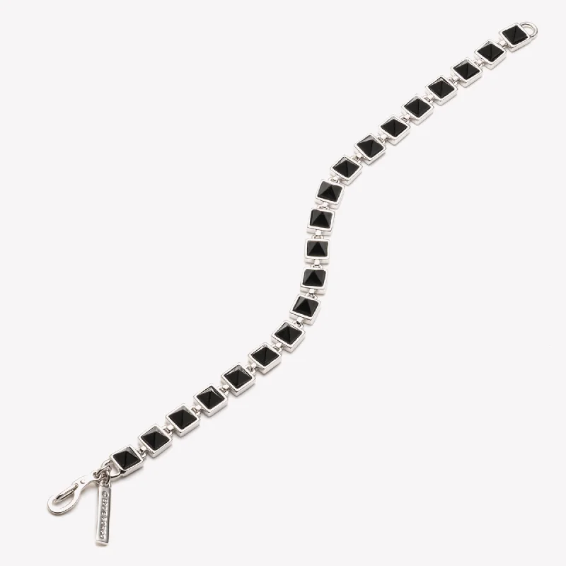 elegant bracelets for women-PYRAMID TENNIS BRACELET - ONYX