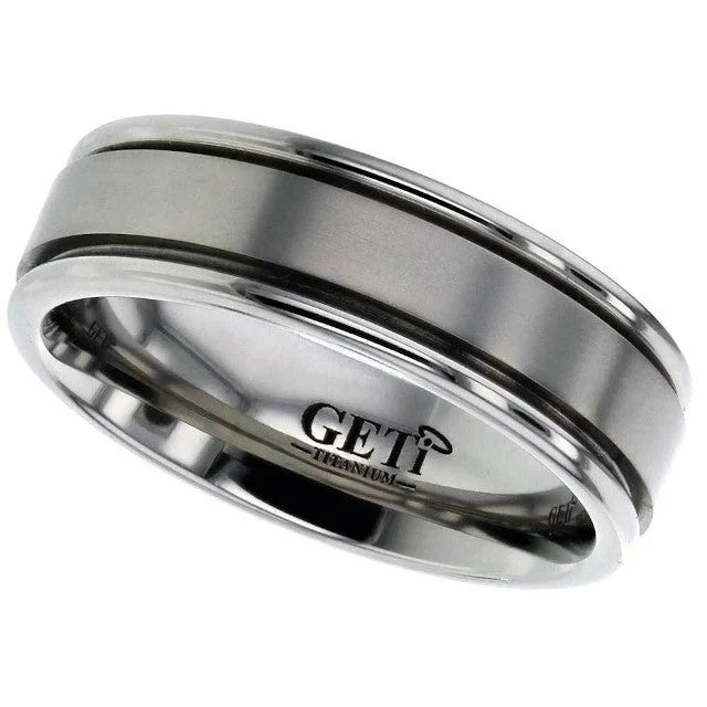 hand-crafted engagement rings for women-Twin Edge Titanium Ring - 2217