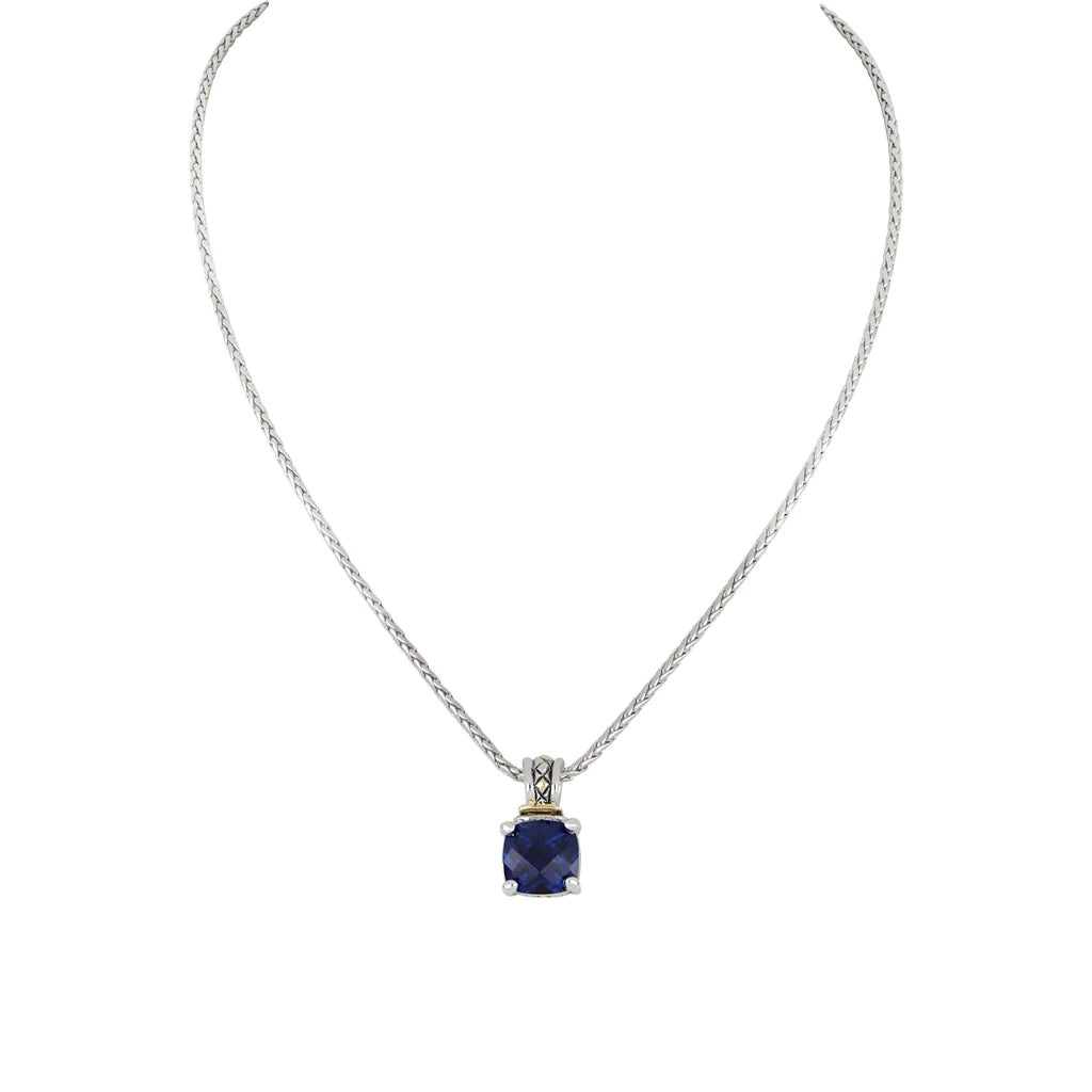 minimalist necklaces for women-Beijos Cushion Cut Pendant Necklace Indigo