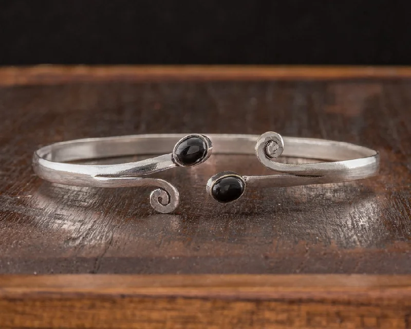 silver bracelets for women-Winds of Onyx Arm Cuff