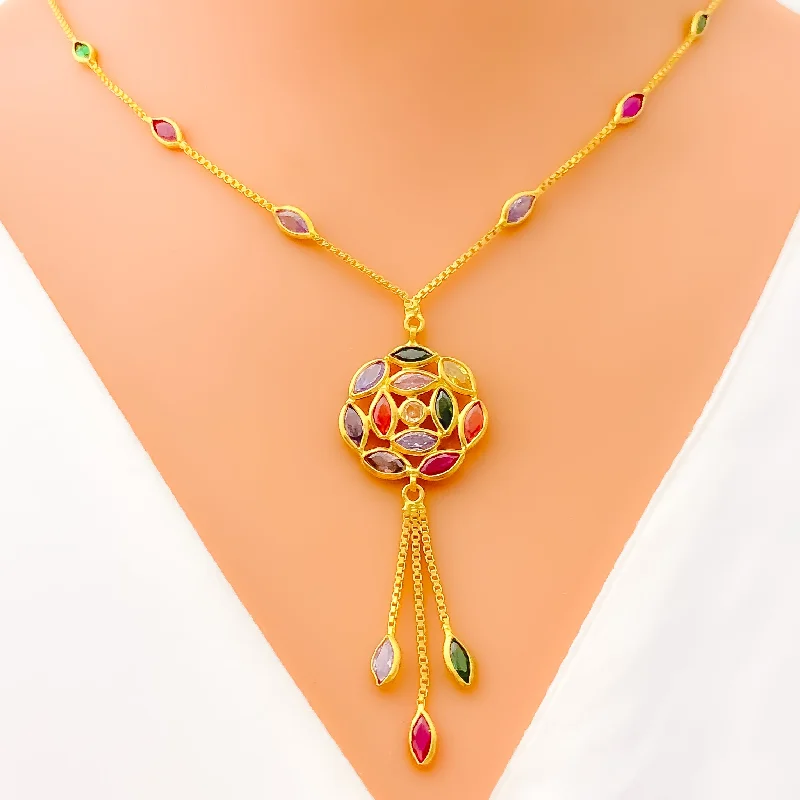 ruby necklaces for women-Radiant Exclusive 22k Gold CZ Mosaic Necklace