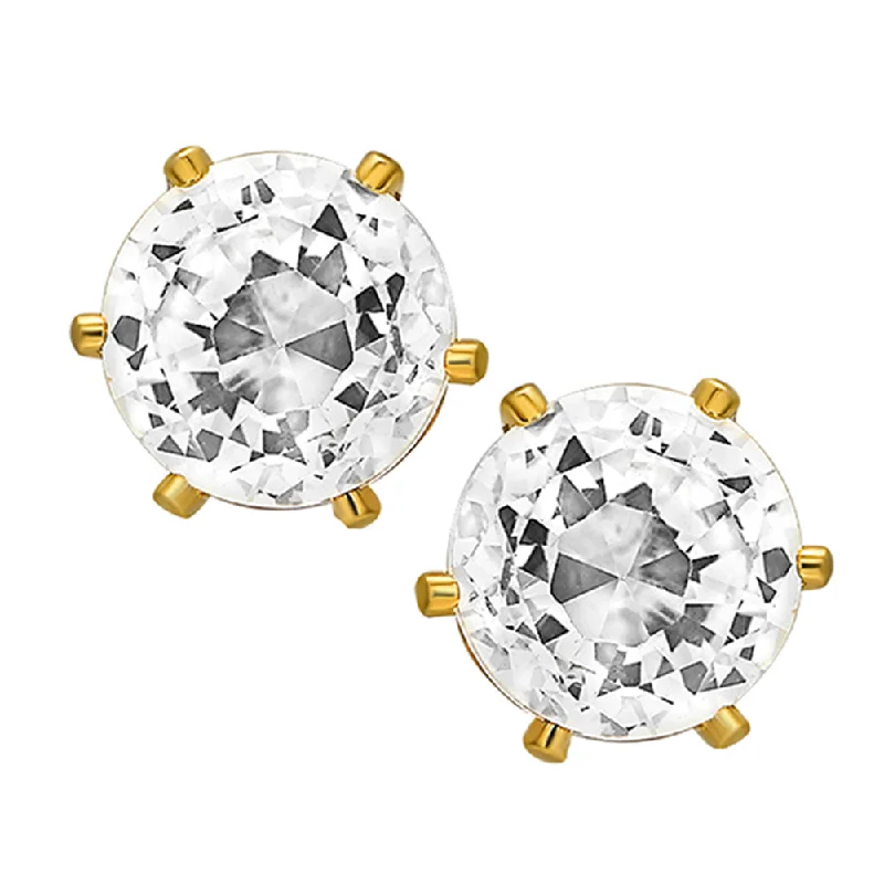 affordable earrings for women-Mahi Gold Plated Sparkling Crystal Round Stud Earring Pair for Men (ER1108703GMen)