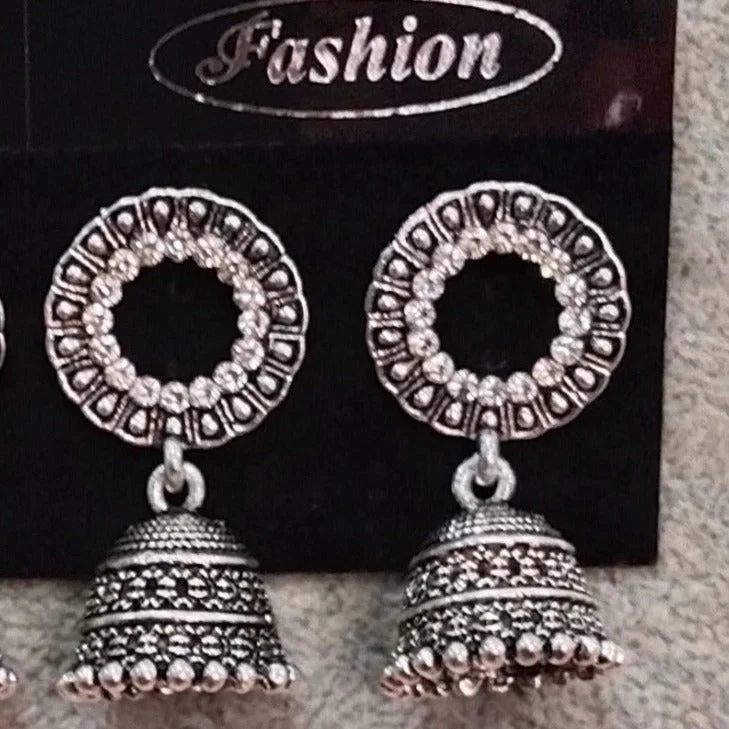 premium gold earrings for women-Tahura Oxidised Plated Jhumki Earrings