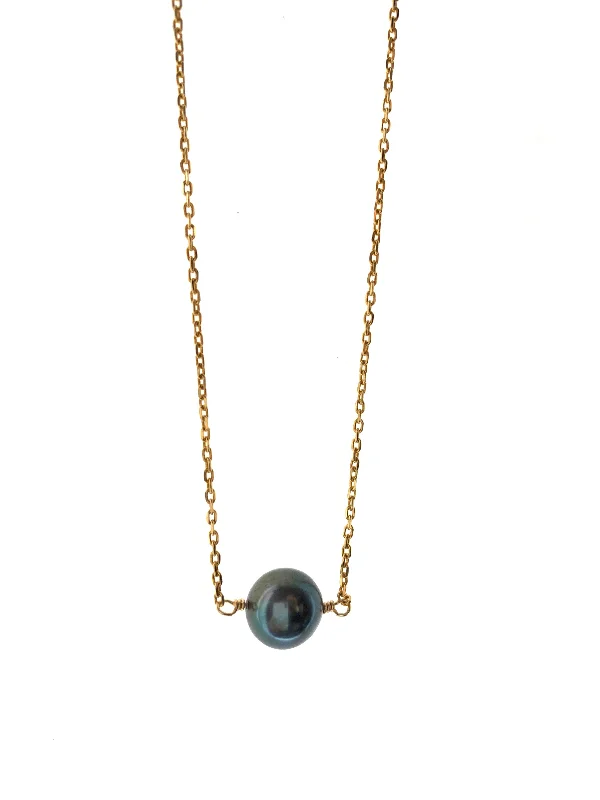 pearl necklaces for women-Grey single pearl